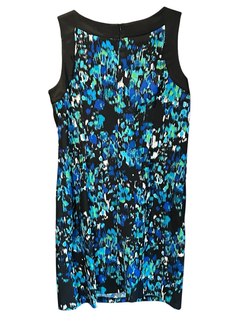 AGB Black Dress with Blue & Teal Wave Print